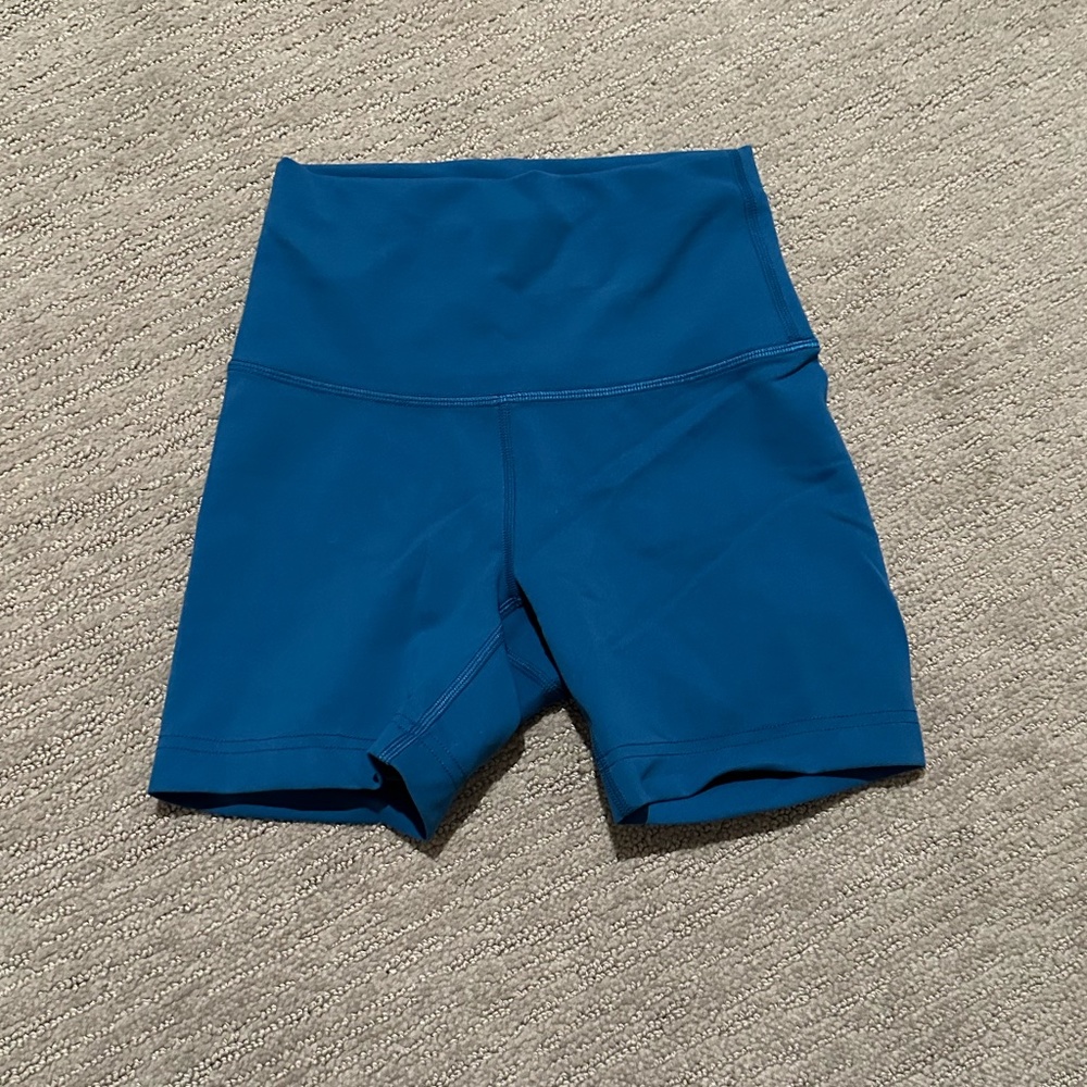 Lululemon: Wunder Train High-Rise Blue Biker Shorts
